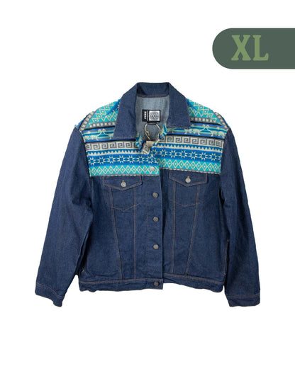 Chaqueta Hombre Jean Tejido Andino Hombro - Azul