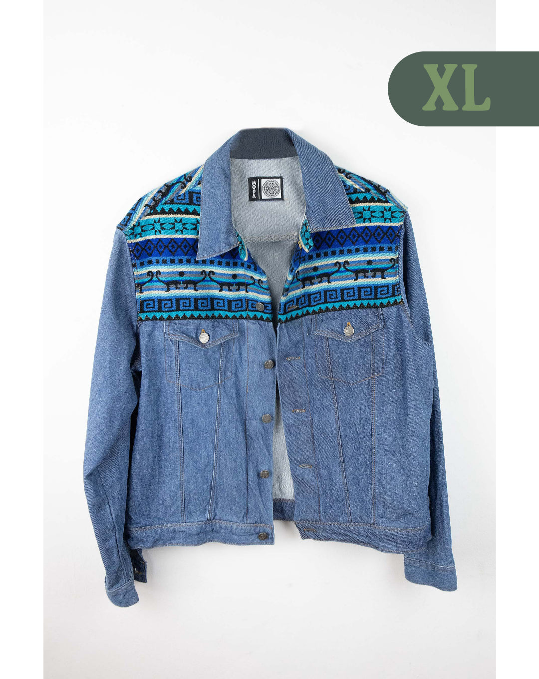 Chaqueta Hombre Jean Tejido Andino Hombro - Azul