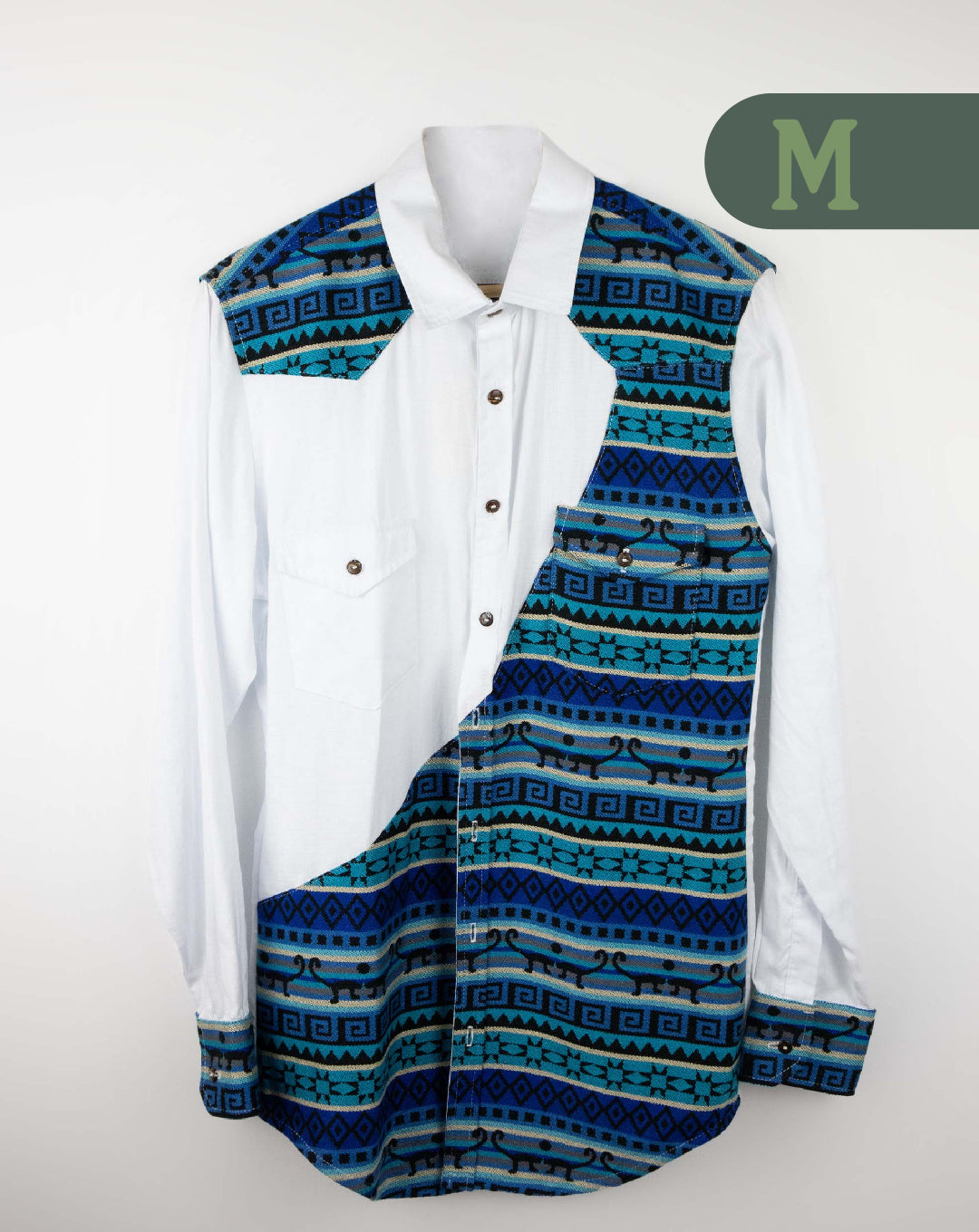 Camisa Manga Larga Corte Diagonal Mujer - Blanco
