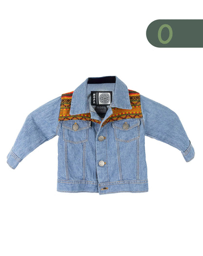 Chaqueta Niño Unisex Jean Tejido Andino Hombro - Azul Claro