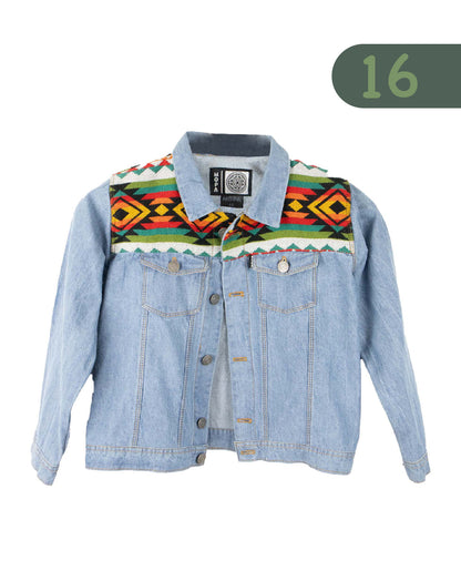 Chaqueta Niño Unisex Jean Tejido Andino Hombro - Azul Claro