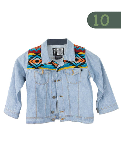 Chaqueta Niño Unisex Jean Tejido Andino Hombro - Azul Claro
