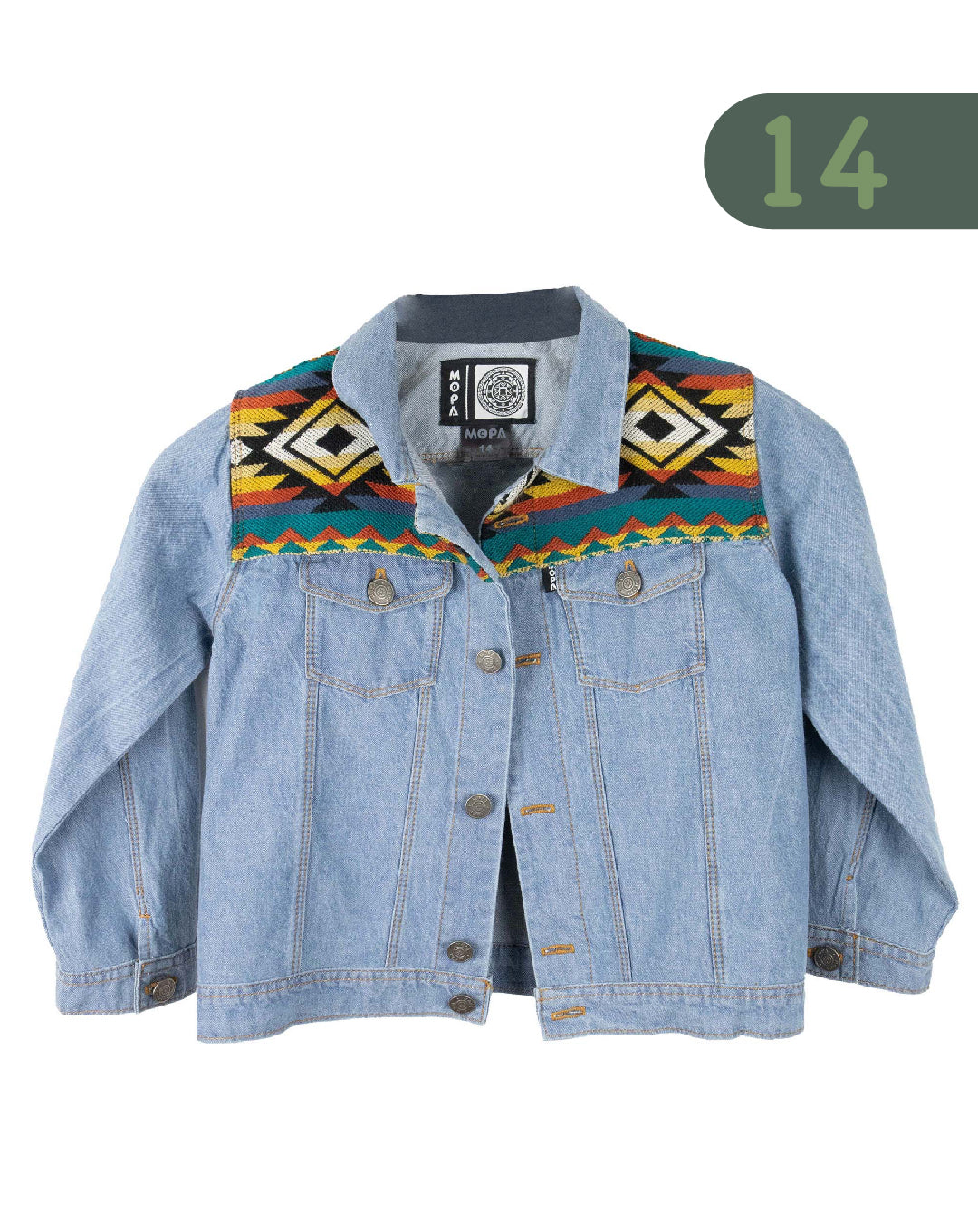 Chaqueta Niño Unisex Jean Tejido Andino Hombro - Azul Claro
