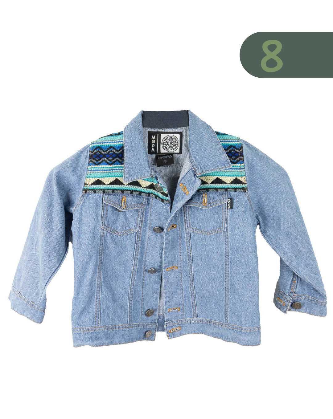 Chaqueta Niño Unisex Jean Tejido Andino Hombro - Azul Claro