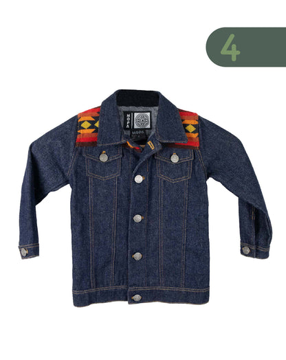Chaqueta Niño Unisex Jean Tejido Andino Hombro - Azul