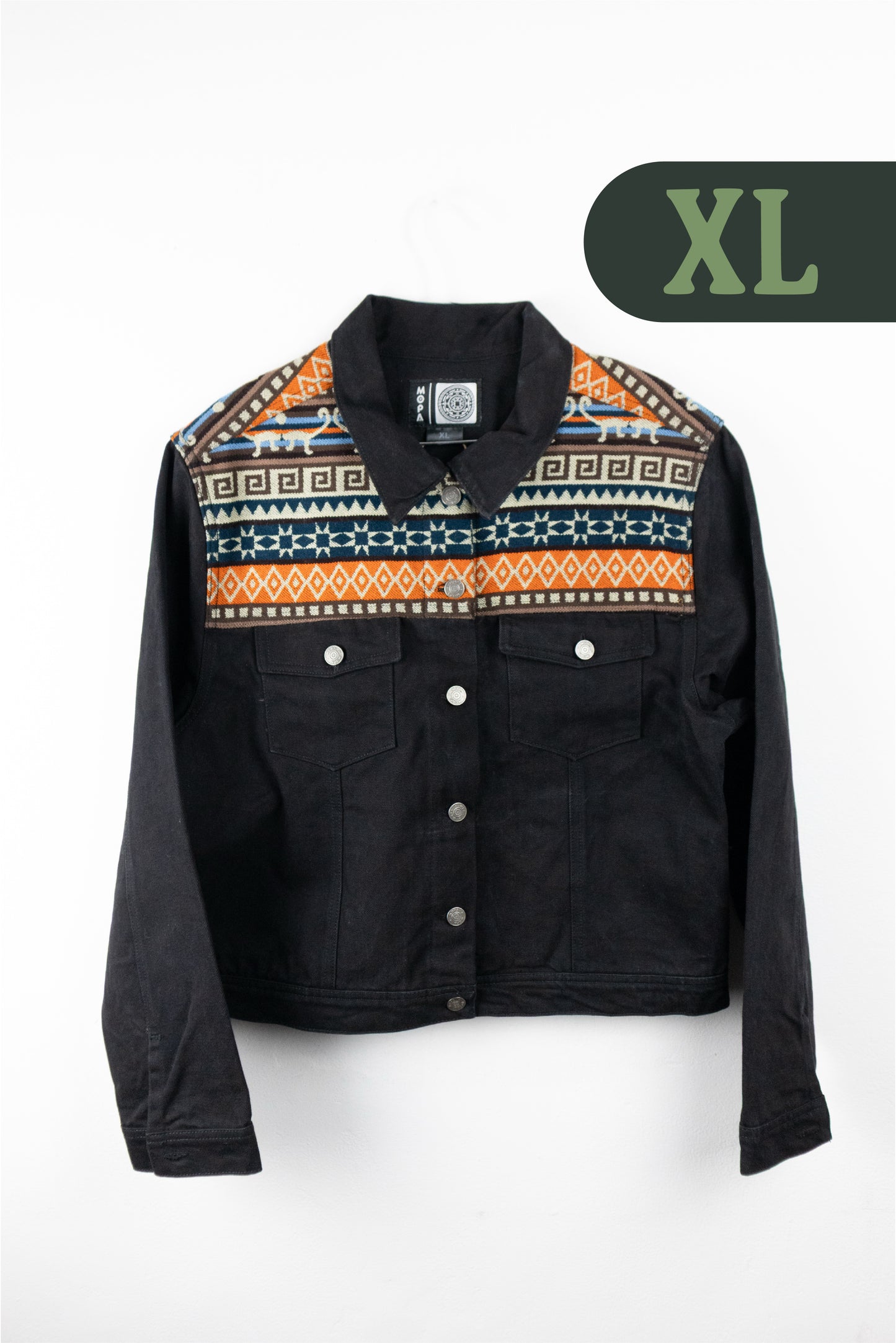 Chaqueta Mujer Jean Tejido Andino Hombro - Negro