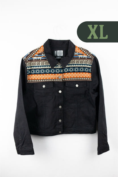 Chaqueta Mujer Jean Tejido Andino Hombro - Negro