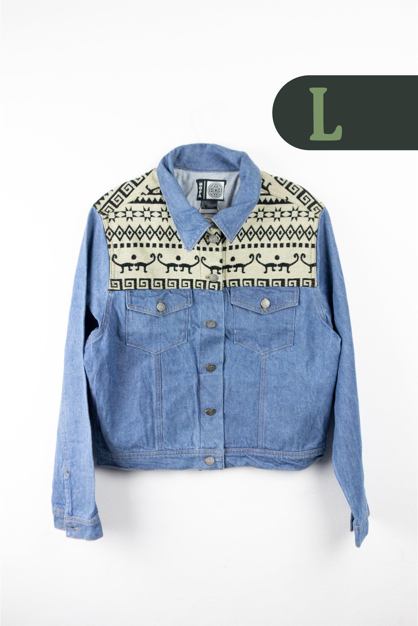 Chaqueta Mujer Jean Tejido Andino Hombro - Azul