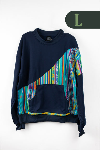 Buzo Unisex Corte Diagonal Tejido Andino - Azul