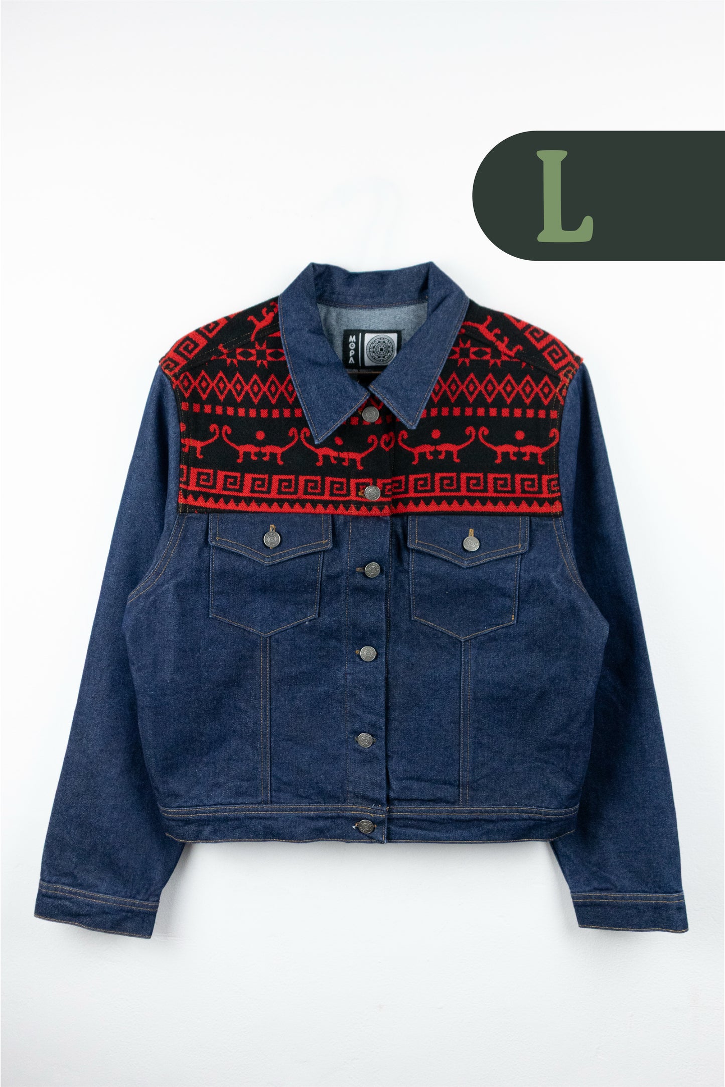 Chaqueta Mujer Jean Tejido Andino Hombro - Azul Oscuro