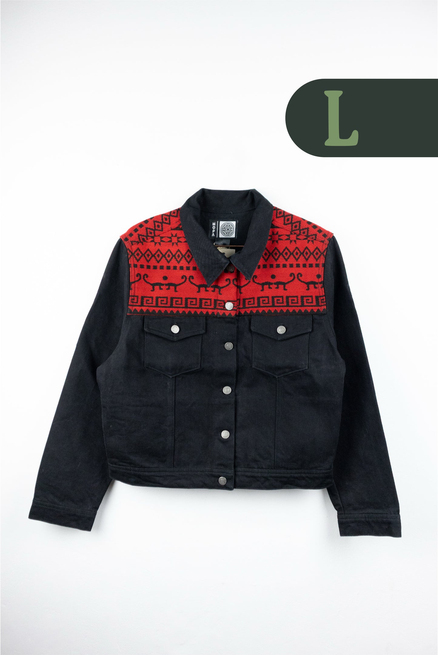 Chaqueta Mujer Jean Tejido Andino Hombro - Negro