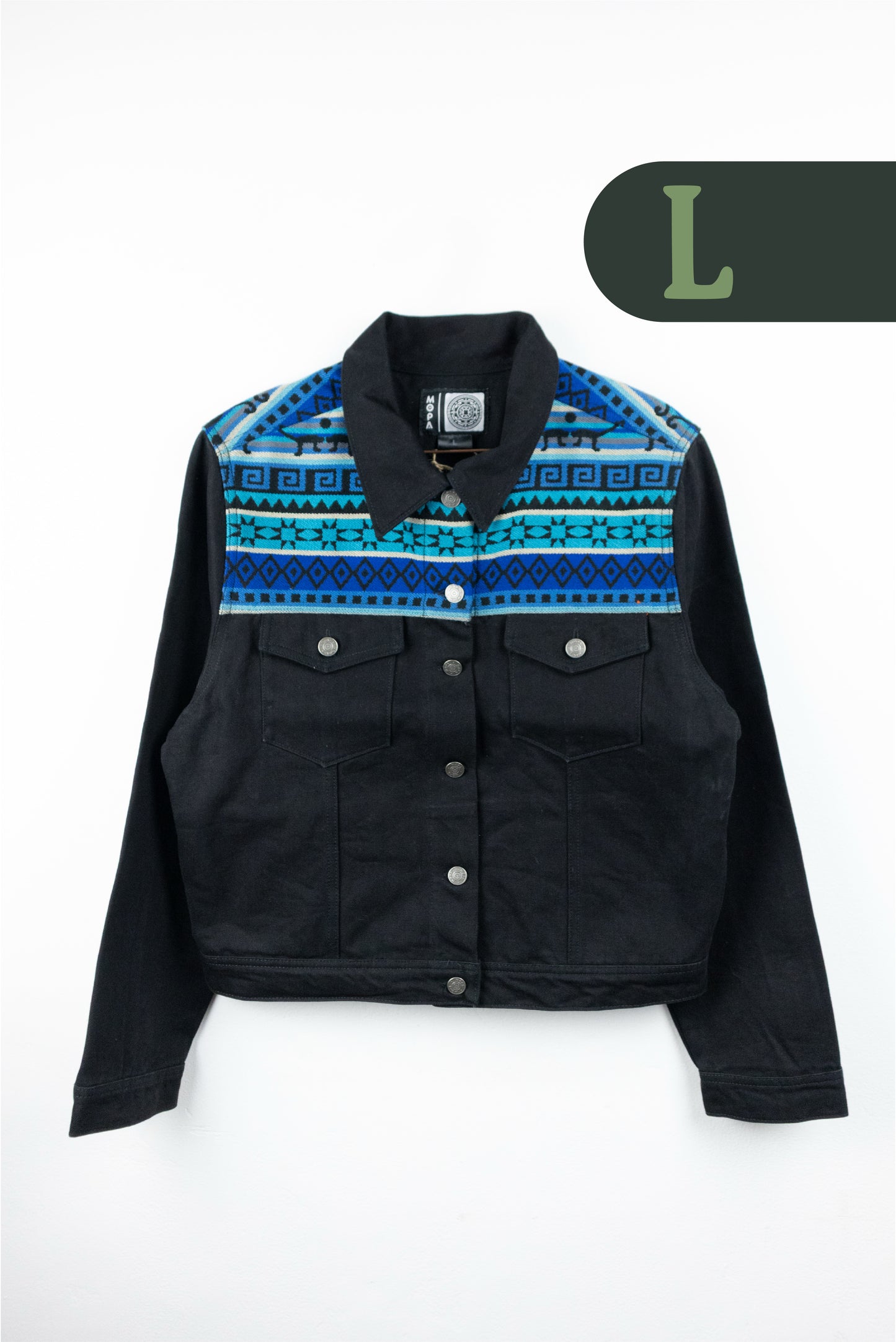 Chaqueta Mujer Jean Tejido Andino Hombro - Negro