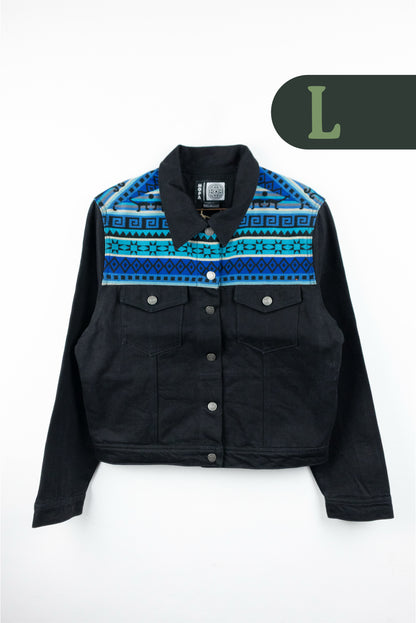 Chaqueta Mujer Jean Tejido Andino Hombro - Negro
