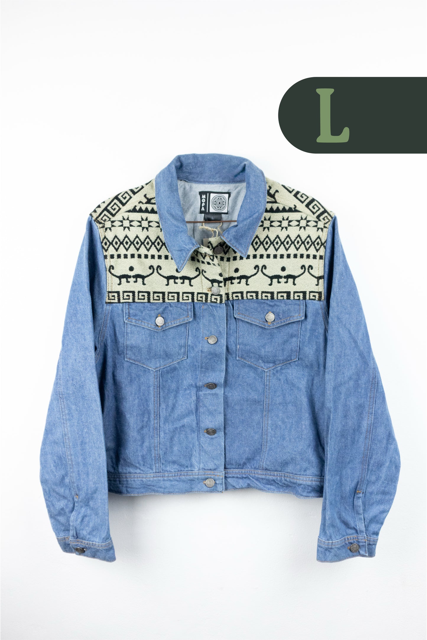 Chaqueta Mujer Jean Tejido Andino Hombro - Azul Claro