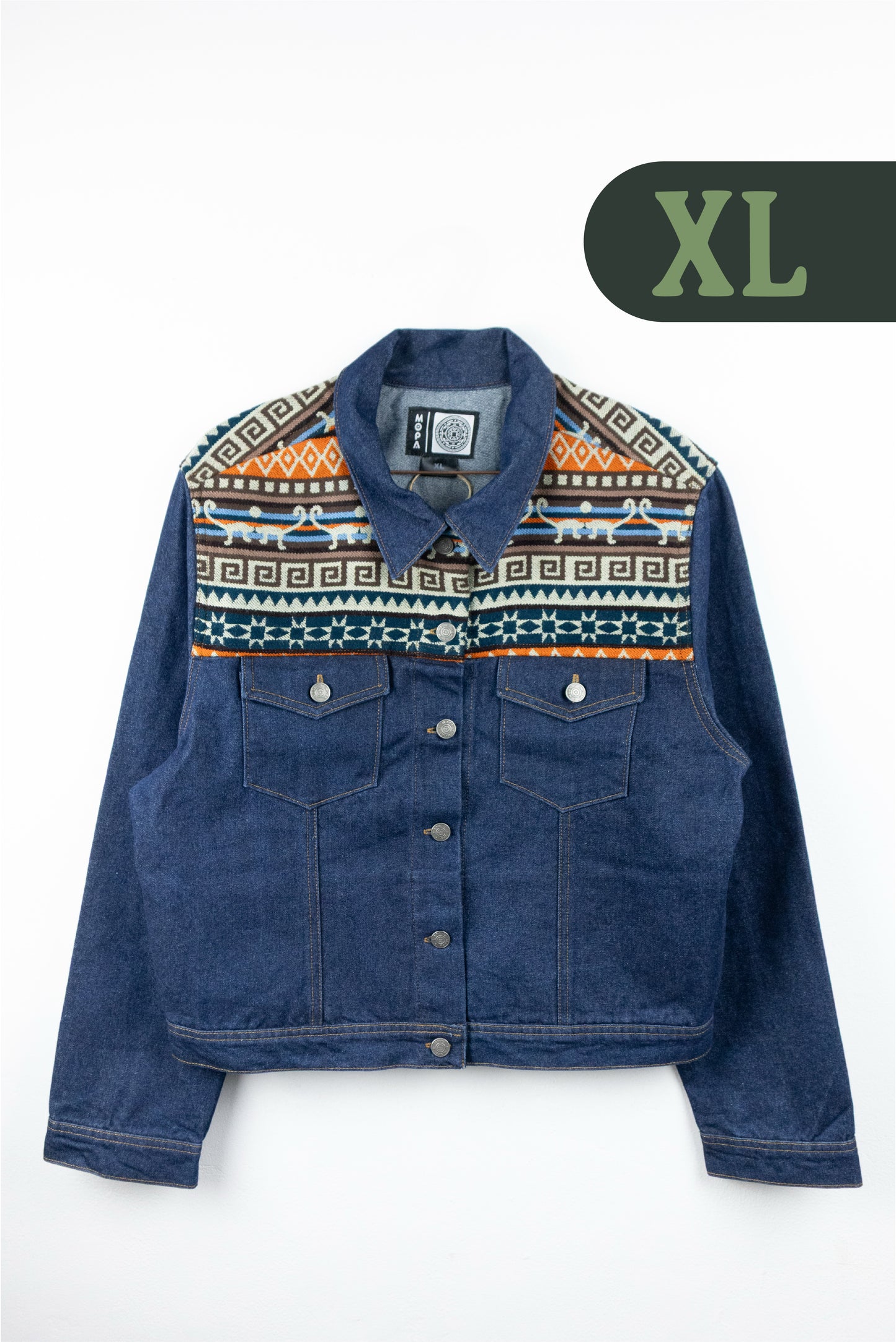 Chaqueta Mujer Jean Tejido Andino Hombro - Azul Oscuro