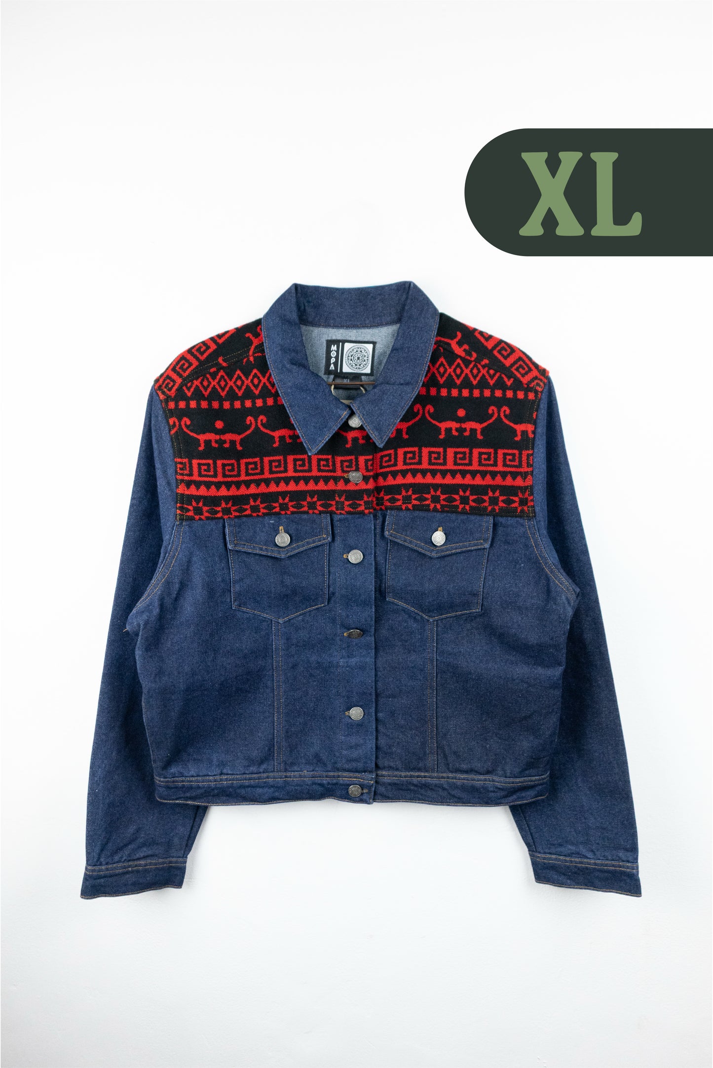 Chaqueta Mujer Jean Tejido Andino Hombro - Azul Oscuro