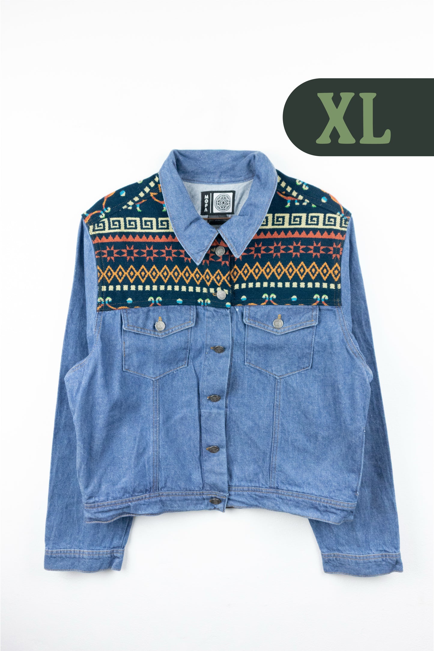 Chaqueta Mujer Jean Tejido Andino Hombro - Azul Claro