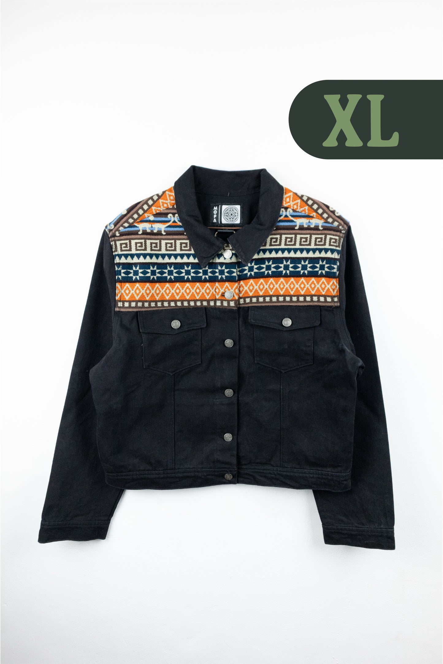 Chaqueta Mujer Jean Tejido Andino Hombro - Negro
