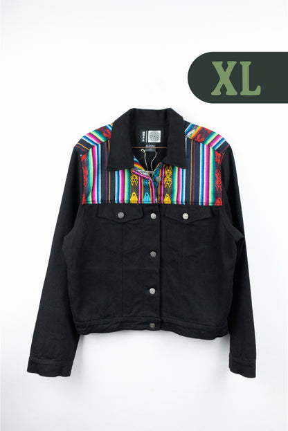 Chaqueta Mujer Jean Tejido Andino Hombro - Negro