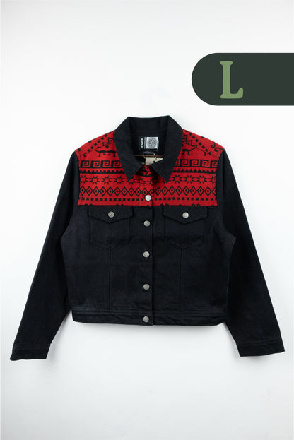 Chaqueta Mujer Jean Tejido Andino Hombro - Negro
