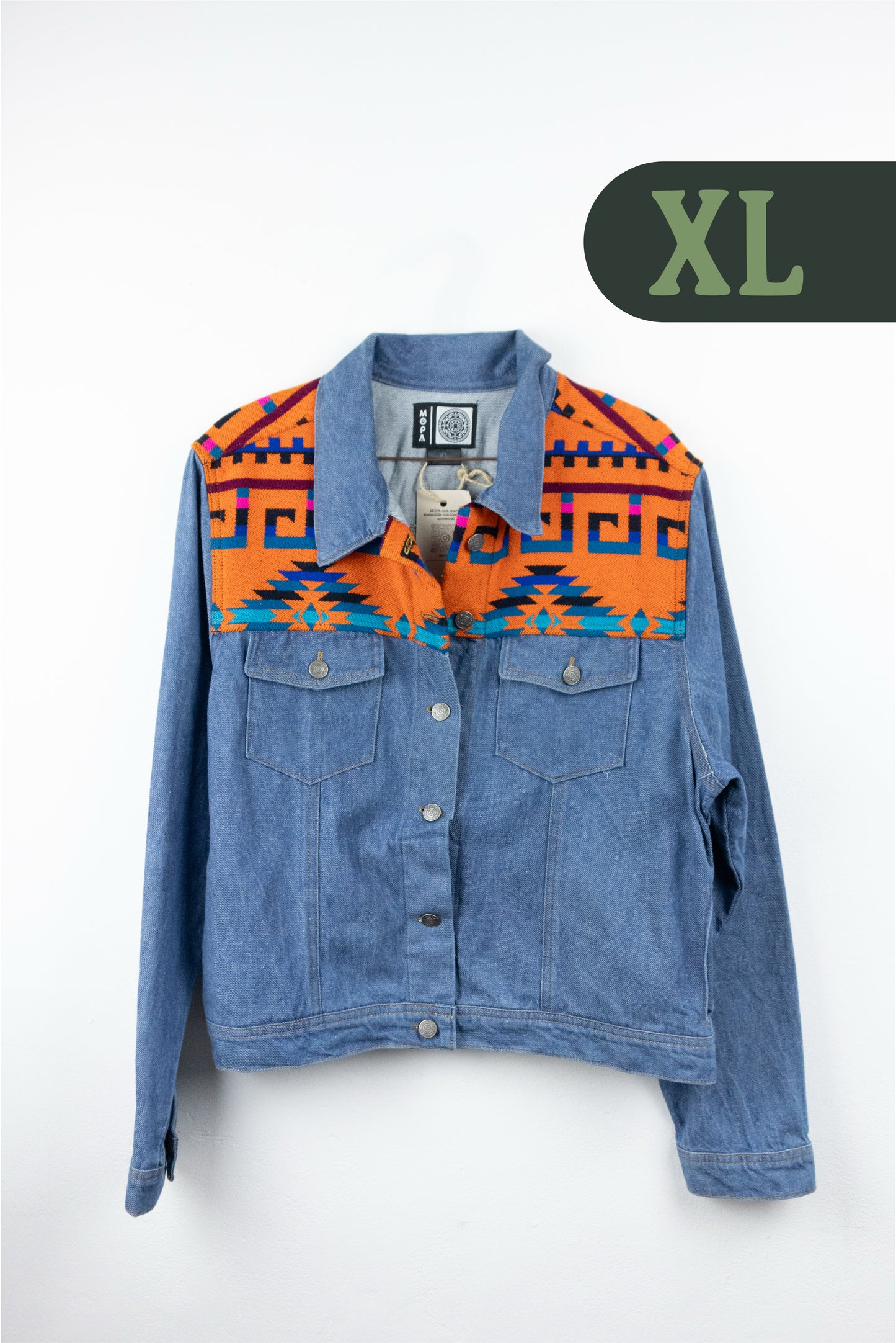 Chaqueta Mujer Jean Tejido Andino Hombro - Azul Claro