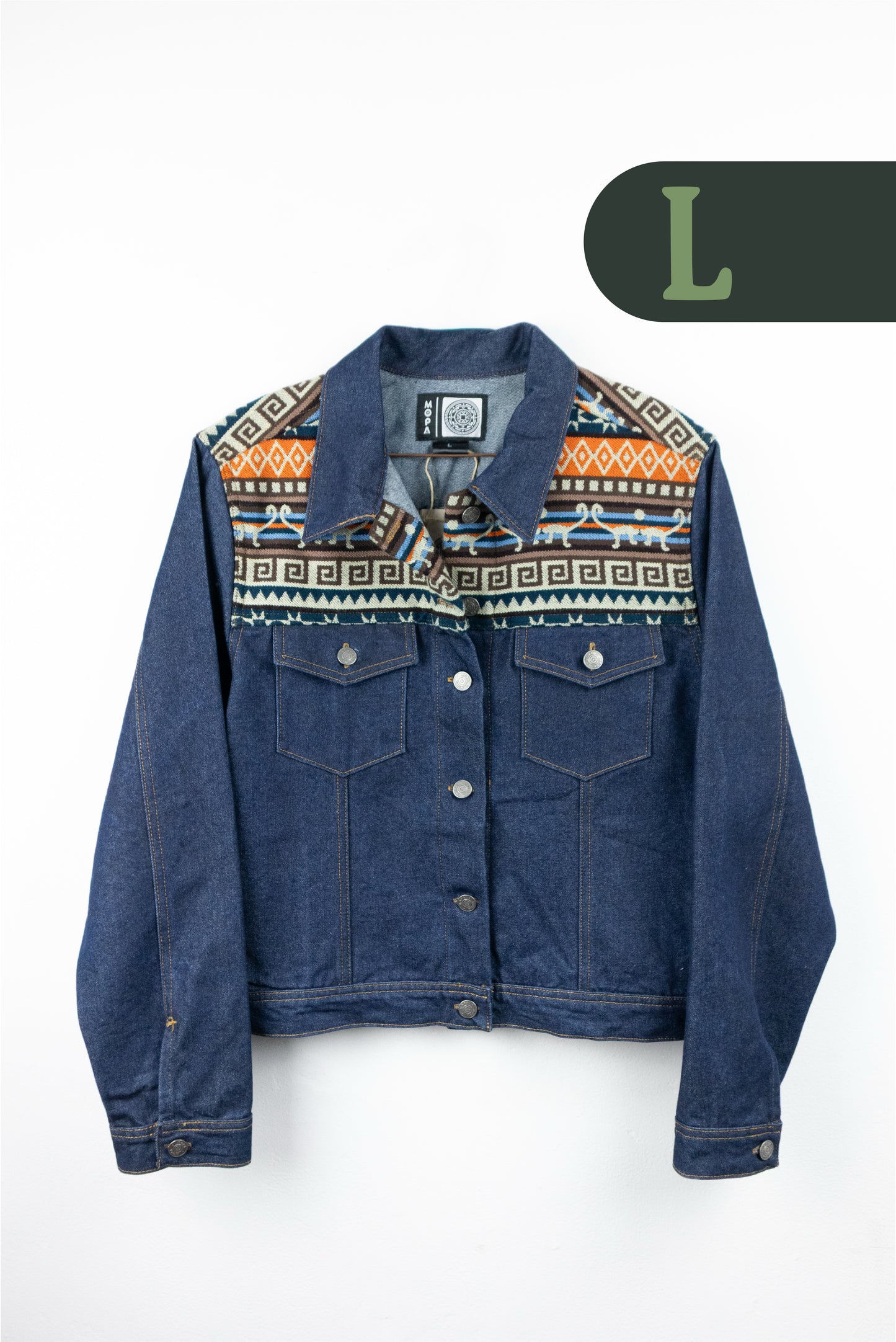 Chaqueta Mujer Jean Tejido Andino Hombro - Azul Oscuro
