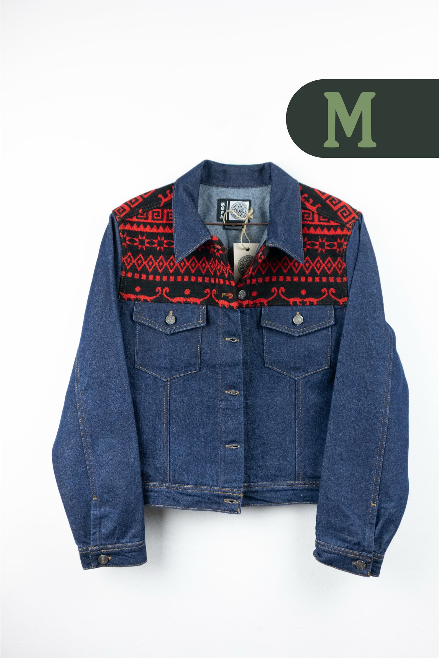 Chaqueta Mujer Jean Tejido Andino Hombro - Azul Oscuro
