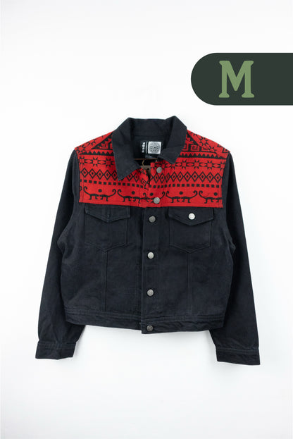 Chaqueta Mujer Jean Tejido Andino Hombro - Negro