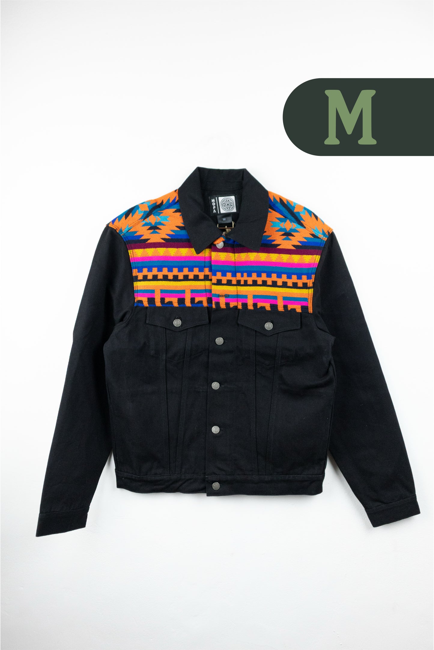 Chaqueta Hombre Jean Tejido Andino Hombro - Negro