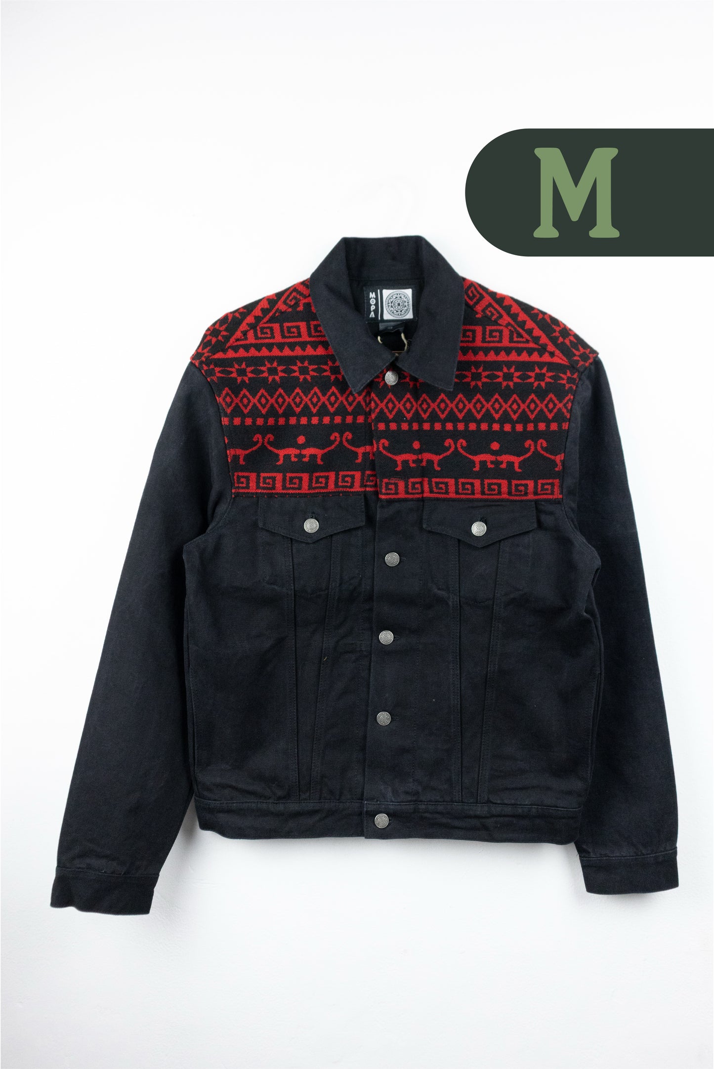 Chaqueta Hombre Jean Tejido Andino Hombro - Negro