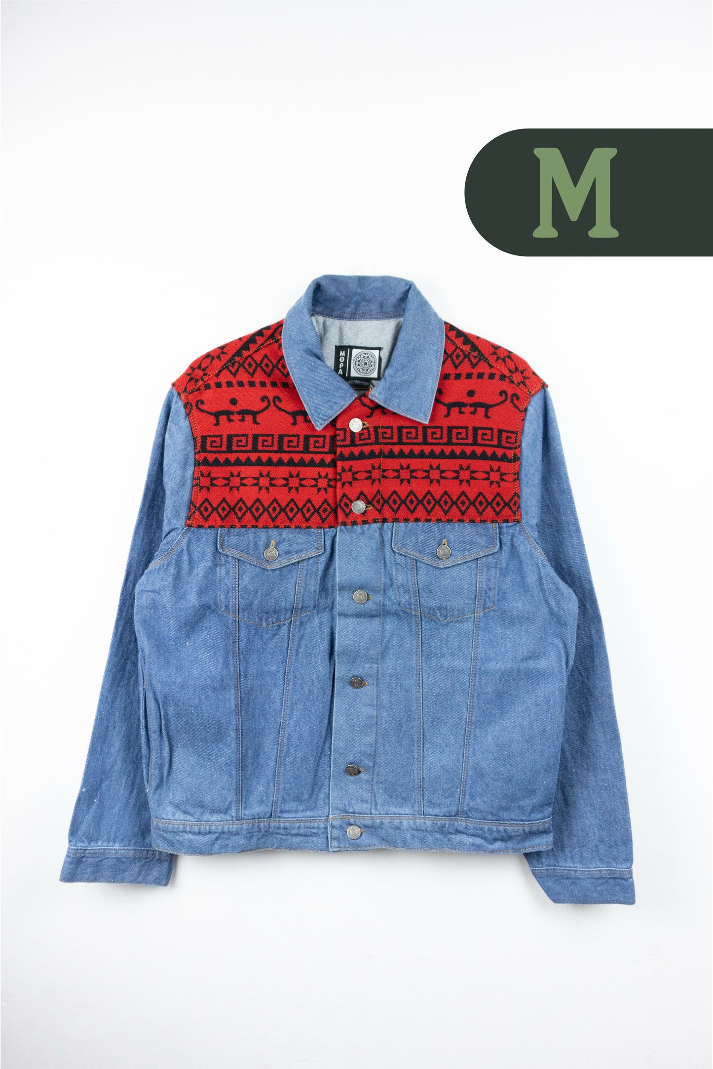 Chaqueta Hombre Jean Tejido Andino Hombro - Azul Claro