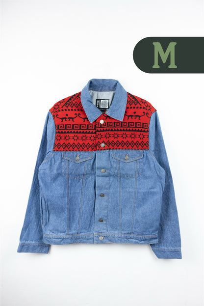 Chaqueta Hombre Jean Tejido Andino Hombro - Azul Claro
