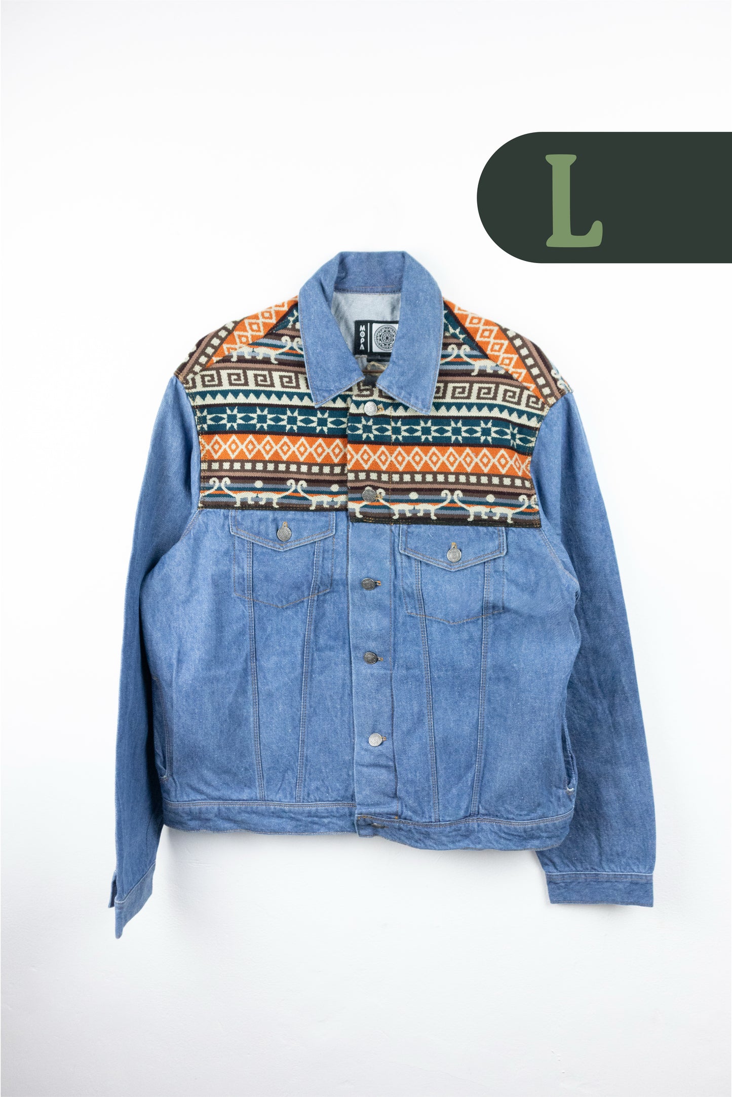 Chaqueta Hombre Jean Tejido Andino Hombro - Azul Claro