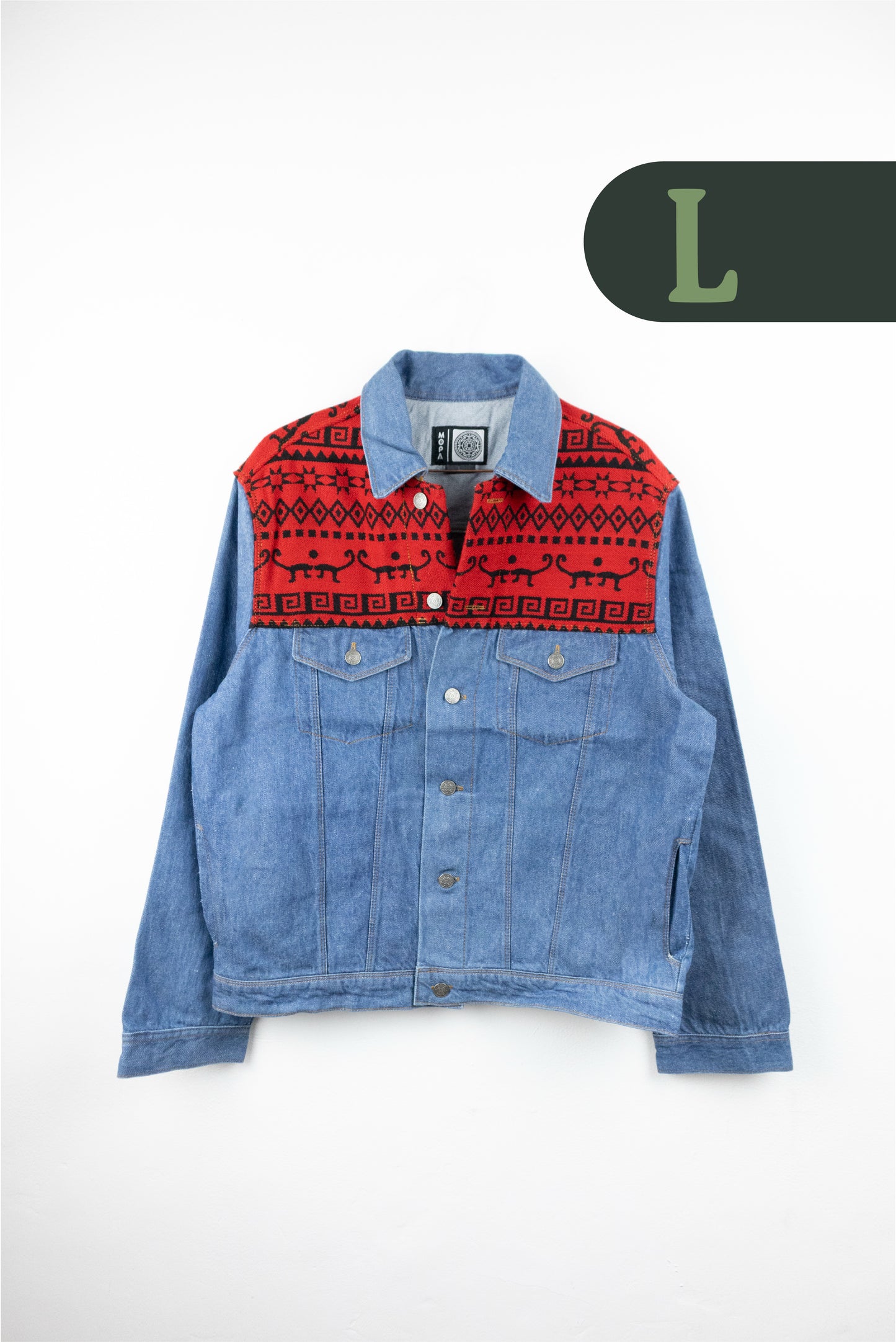 Chaqueta Hombre Jean Tejido Andino Hombro - Azul Claro