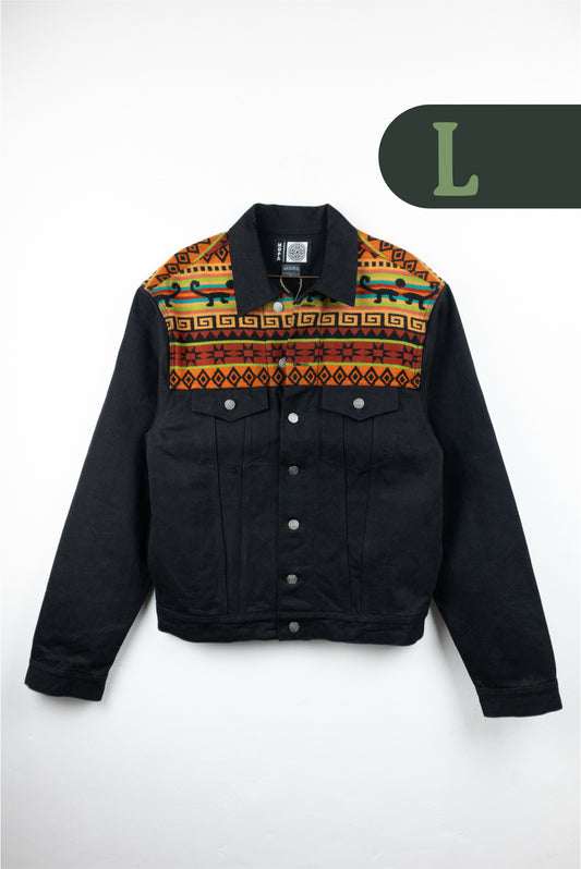Chaqueta Hombre Jean Tejido Andino Hombro - Negro