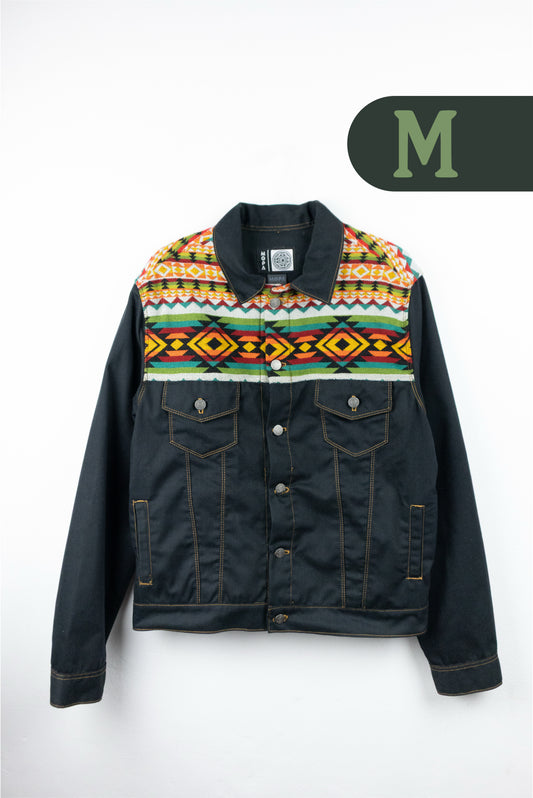 Chaqueta Hombre Jean Tejido Andino Hombro - Negro