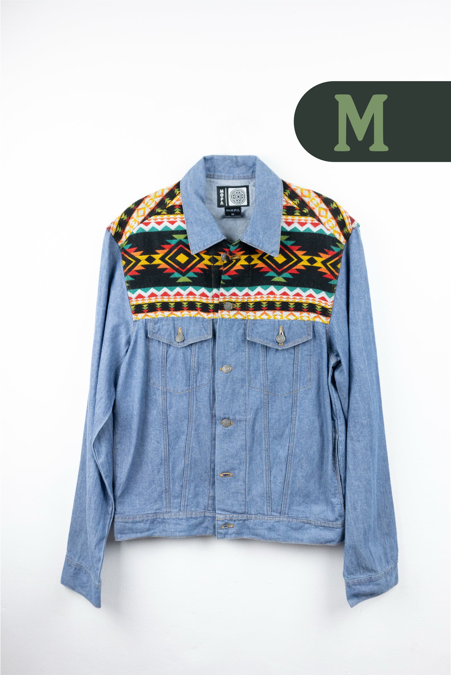 Chaqueta Hombre Jean Tejido Andino Hombro - Azul Claro