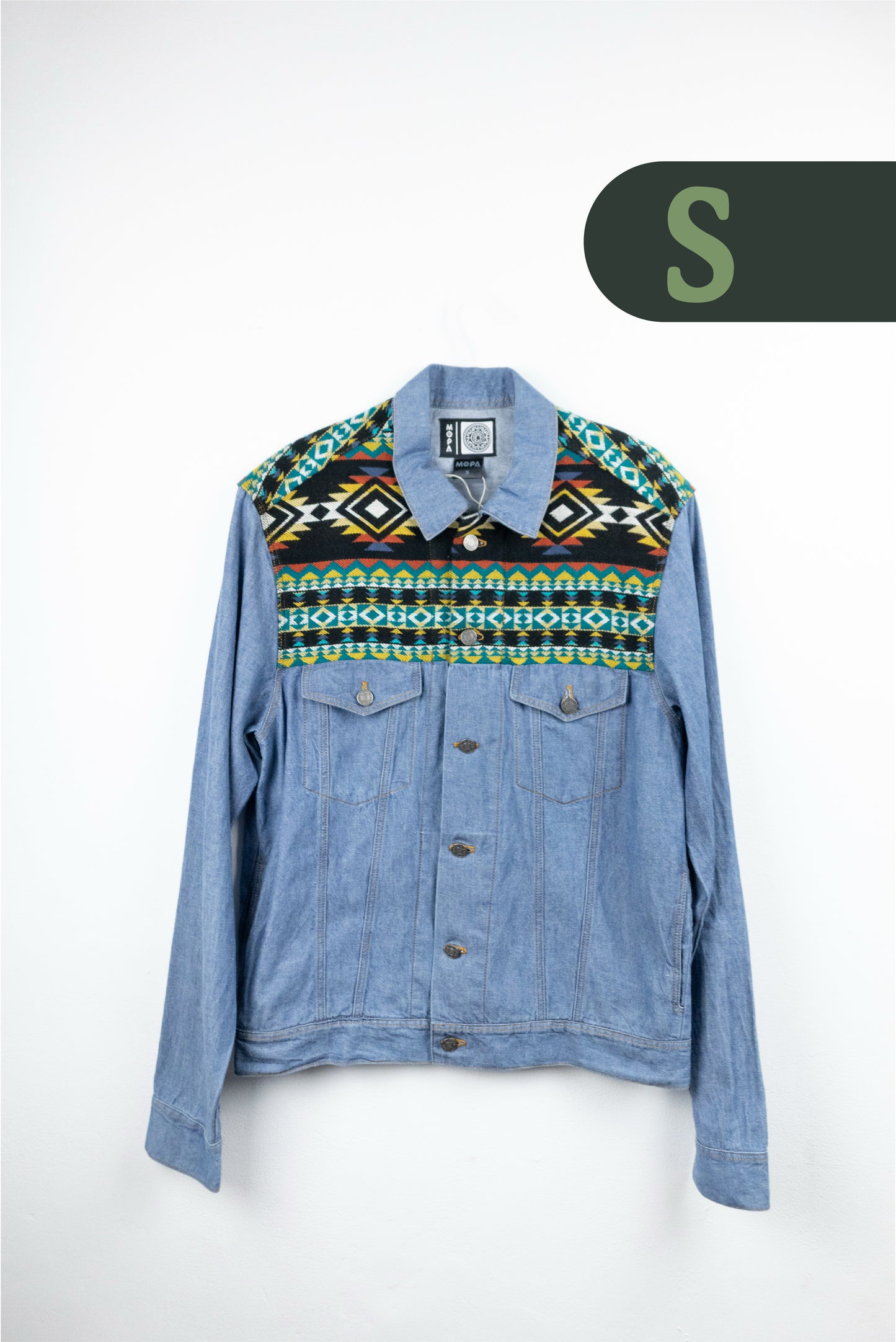 Chaqueta Hombre Jean Tejido Andino Hombro - Azul Claro