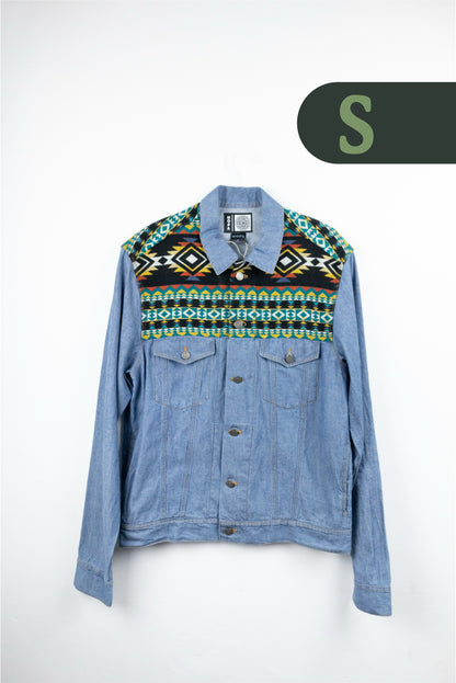 Chaqueta Hombre Jean Tejido Andino Hombro - Azul Claro