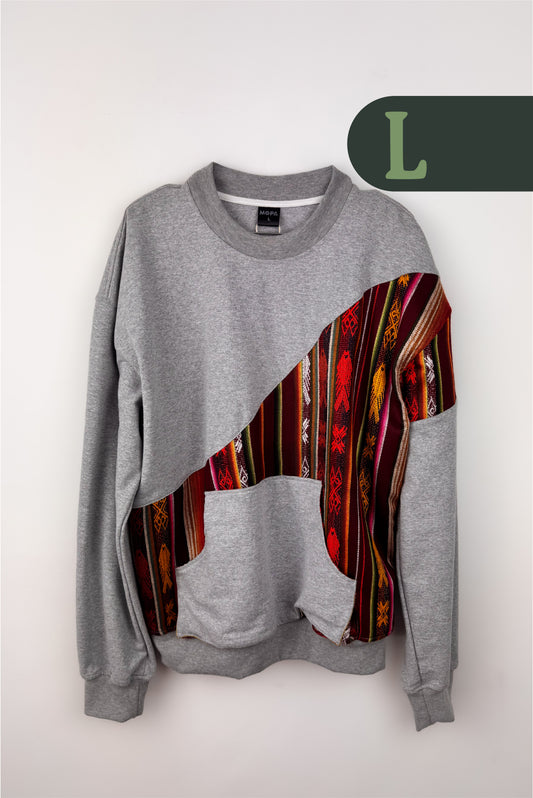 Buzo Unisex Corte Diagonal Tejido Andino - Gris