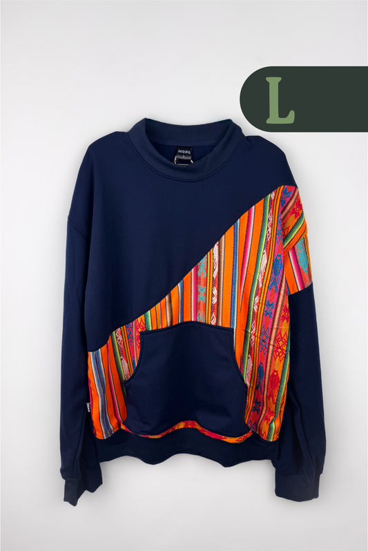 Buzo Unisex Corte Diagonal Tejido Andino - Azul