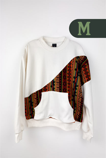 Buzo Unisex Corte Diagonal Tejido Andino - Blanco