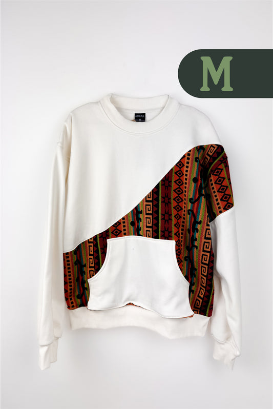 Buzo Unisex Corte Diagonal Tejido Andino - Blanco